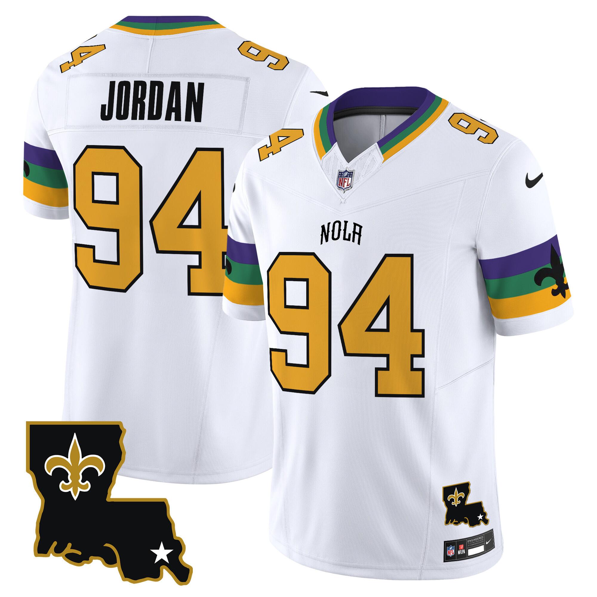 Men's New Orleans Saints #94 Cameron Jordan White 2024 F.U.S.E. Vapor Limited Stitched Jersey Men's New Orleans Saints #94 Cameron Jordan White 2024 F.U.S.E. Vapor Limited Stitched Jersey